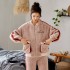 Moda Cremallera de franela Traje de casa para damas para el invierno