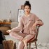 Moda Cremallera de franela Traje de casa para damas para el invierno