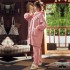 Traje de pijama de franela para mujer rosa piña plus cálido