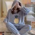 Pijamas de franela de gran tamaño con capucha caliente y manga larga para el invierno
