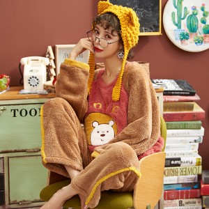 Conjunto de pijamas de franela dulce para invierno