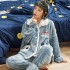 Conjunto de pijama de franela larga de terciopelo más grueso y cálido