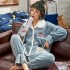 Conjunto de pijama de franela larga de terciopelo más grueso y cálido