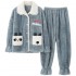 Conjunto de pijama de franela larga de terciopelo más grueso y cálido