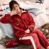 Conjunto de pijama de franela para mujer de terciopelo grueso y cálido para primavera y otoño