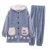 Conjunto de pijama cálido de franela de manga larga y terciopelo grueso para primavera y otoño