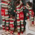 2019 pijamas a juego familia suit ninos pijamas Striped Navidenos tree Impresióned Navidenos Vestido