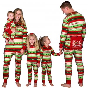 2019 pijamas a juego familia suit ninos pijamas Striped Navidenos tree Impresióned Navidenos Vestido