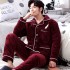Manga larga calentar franela pijamas para hombre rojo / azul / gris
