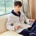 invierno franela hombre ensanchado traje de pijama