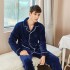 franela Manga largahombre cardigan pijamas calentar y grueso pijamas