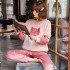Nuevo invierno franela pijamas mujer Manga largapijamas