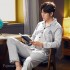 Ocio Manga larga Puro algodón pijamas para primavera cómodo hombre lounge pjs