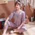 Manga corta seda de hielo batas Mujer Encaje Chiffon Costura pijamas para primavera y verano