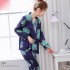 Simulado femenino seday ropa de dormir para primavera manga larga impresión ocio cardigan pijamas para senoras
