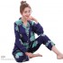 Simulado femenino seday ropa de dormir para primavera manga larga impresión ocio cardigan pijamas para senoras