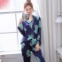 Simulado femenino seday ropa de dormir para primavera manga larga impresión ocio cardigan pijamas para senoras