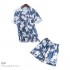 Manga corta simulada seda Impresióned pijamas para verano Encantador ocio seda mujer pijamas