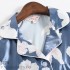 Manga corta simulada seda Impresióned pijamas para verano Encantador ocio seda mujer pijamas