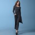 Casual senorass lounge pijamas irregular plisado De punto cómodo mujer batas