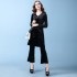 Chaqueta irregular manga larga, pantalón ancho, traje casual de señora de color puro