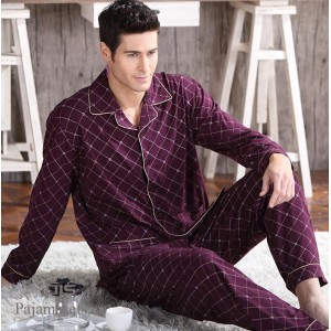 De punto alto De punto hombre algodón batas sets Ocio Manga larga lounge pijamas hombre para primavera