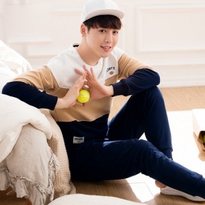 hombre invierno pijamas pijamas de algodón de manga larga suaveest