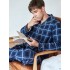Patrón de cuadros Manga larga hombre algodón pijamas para primavera y para caes