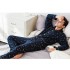 hombre Manga larga algodón pijamas De punto algodón leisure deep blue con space Impresión