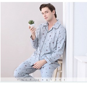 hombre verano Manga larga algodón pijamas tallas grandes pijamas