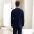 Azul marino algodón Manga larga hombre pijamas para primavera y para caes