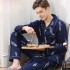 Lujo Impresióning color liso Manga larga algodón pijamas de hombre