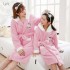 rosa franela pijamas de animales confort y engrosamiento conjunto de pijamas de niña ladie