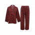 Cuadrado escocés cómodo pareja pijamas, puro algodón batas manga larga baratos simples pjs