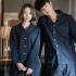 Azul manga larga algodón primavera Classic pijamas para pareja