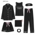 Nuevo pijama de siete piezas para mujer, largo, de imitación, modal, con bordado de letras simples, traje de servicio a domicilio