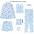Nuevo pijama de siete piezas para mujer, largo, de imitación, modal, con bordado de letras simples, traje de servicio a domicilio