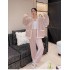 Otoño e invierno nuevas damas pijamas de franela rosa trajes de dos piezas de manga larga al por mayor
