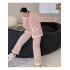 Otoño e invierno nuevas damas pijamas de franela rosa trajes de dos piezas de manga larga al por mayor