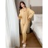 Pijamas de seda de simulación de pata de gallo Jacquard de manga larga de seda de hielo de primavera y otoño al por mayor