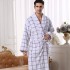 Vestido de noche de toalla 100% algodón con bolsillos Bata de baño a cuadros masculinos