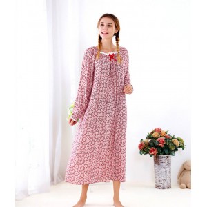 Camisón largo floral para damas, ropa de noche de algodón hasta el tobillo 