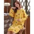 Vestido de Noche de Mujer en Talla Grande Versión Coreana 100% Algodón Vestido de Noche de Flor de Planta Estampado Vestido de Noche Femenino de Manga Larga para Dormir