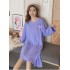 Vestido de noche de invierno de algodón para mujeres Pijama de manga larga estampado