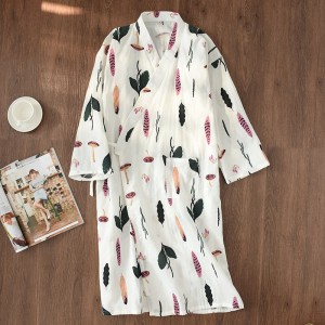 Camisón de verano 100% algodón gasa Kimono camisón camisón japonés completo para mujer
