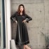 Primavera Verano Lotus Leaf Ropa de dormir para mujer Camisón de algodón modal Vestido de casa de manga larga para dormir desnuda