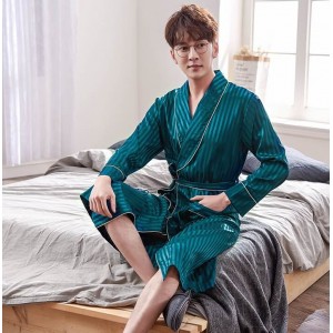 Bata de baño de Kimono de Seda a rayas para el verano