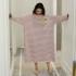 Pijamas para mujeres, talla grande, vestido de cuello redondo, camisones de rayas para el hogar.