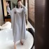 Pijamas para mujeres, talla grande, vestido de cuello redondo, camisones de rayas para el hogar.