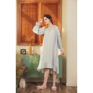 Camisones de algodón 100% para mujeres Camisones de dormir con volantes vintage para la luna de miel